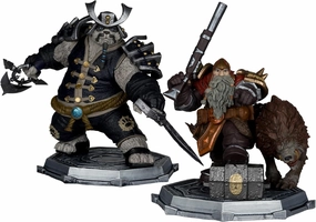 McFarlane Toys - World of Warcraft Dwarf Hunter: Beastmaster & Marksman and Pandaren: Monk & Rogue 1:12 Scale Posed Figure Deluxe 2pk Gold Label