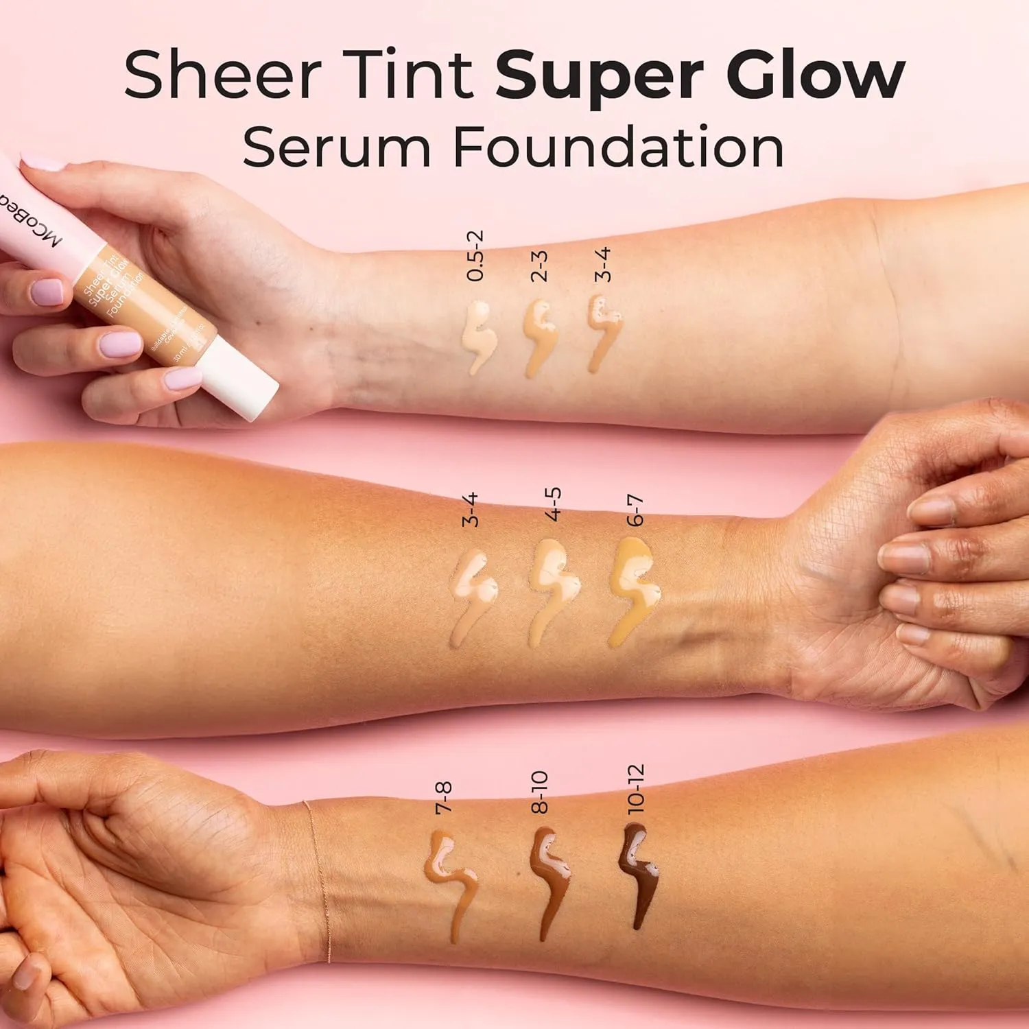 MCoBeauty Super Glow Sheer TINT Serum Foundation 5-6, Ultra-Invisible, Skin Perfecting, Lightweight, with Kiwi Fruit Extract and Shea Butter, Vegan, Cruelty Free Cosmetics