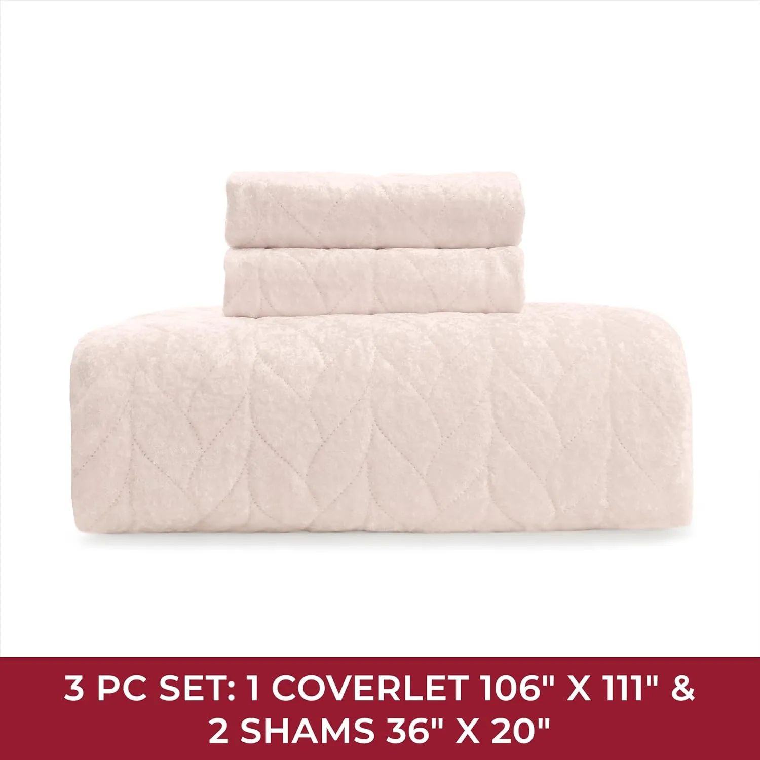 Mellanni Oversized King Velvet Quilt Set - Bedding Cover with Shams - Ultrasonic Quilting Technology - 3 Piece Oversized Quilt Set - Bedspreads & Coverlets (King/California-King, Blush Pink)