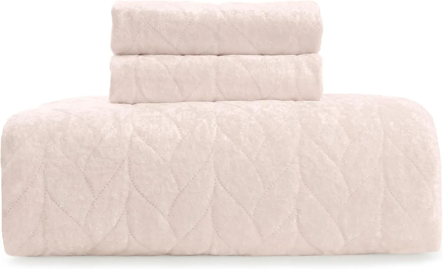 Mellanni Oversized King Velvet Quilt Set - Bedding Cover with Shams - Ultrasonic Quilting Technology - 3 Piece Oversized Quilt Set - Bedspreads & Coverlets (King/California-King, Blush Pink)