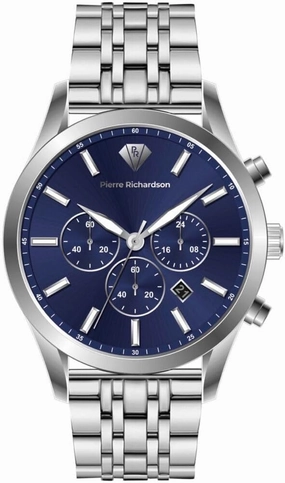 Men’s Luxury Watch PR2320 – Silver Stainless Steel Quartz, 44mm, 5ATM Water Resistant, Scratch-Resistant Sapphire Crystal Glass