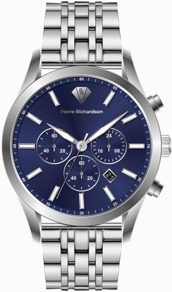 Men’s Luxury Watch PR2320 – Silver Stainless Steel Quartz, 44mm, 5ATM Water Resistant, Scratch-Resistant Sapphire Crystal Glass