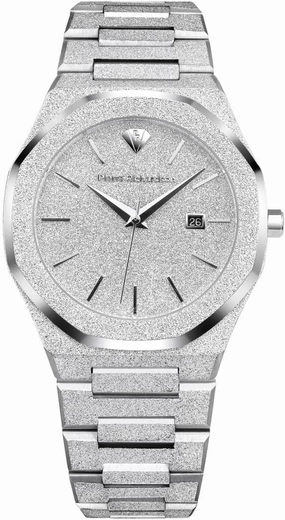 Men’s Luxury Watch PR5691 – Silver Frosted Stainless Steel Japanese Quartz, 41mm, 5ATM Water Resistant, Scratch-Resistant Sapphire Crystal Glass, Elegant Dress Watch for Men, Reloj para Hombres