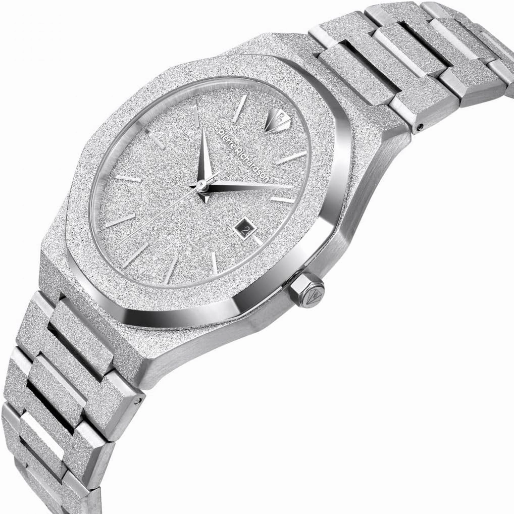 Men’s Luxury Watch PR5691 – Silver Frosted Stainless Steel Japanese Quartz, 41mm, 5ATM Water Resistant, Scratch-Resistant Sapphire Crystal Glass, Elegant Dress Watch for Men, Reloj para Hombres