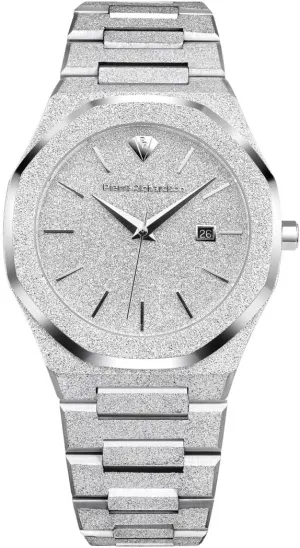 Men’s Luxury Watch PR5691 – Silver Frosted Stainless Steel Japanese Quartz, 41mm, 5ATM Water Resistant, Scratch-Resistant Sapphire Crystal Glass, Elegant Dress Watch for Men, Reloj para Hombres
