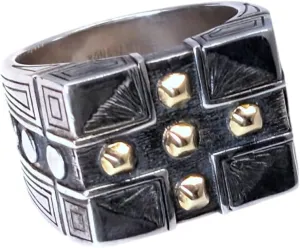 Men's Silver and 18k Gold Cross Ring DKJ749-130 S11