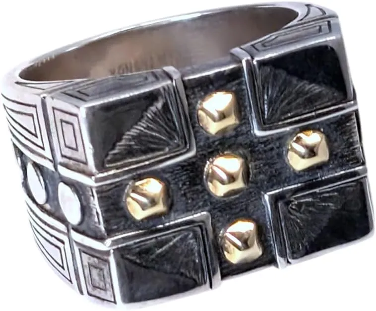 Men's Silver and 18k Gold Cross Ring DKJ749-130 S11