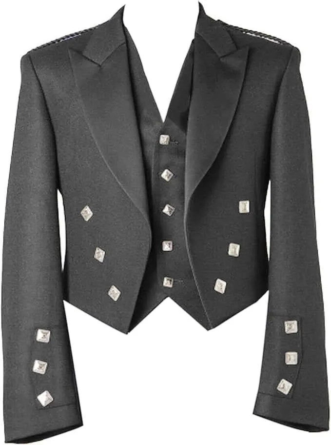 Men's Traditional Scottish Prince Charlie Jacket, Waistcoat Highland Dress for Weddings