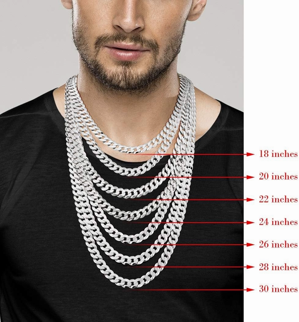 Miabella Italian Solid 925 Sterling Silver 9mm Diamond-Cut Cuban Link Curb Chain Necklace For Men, Made in Italy
