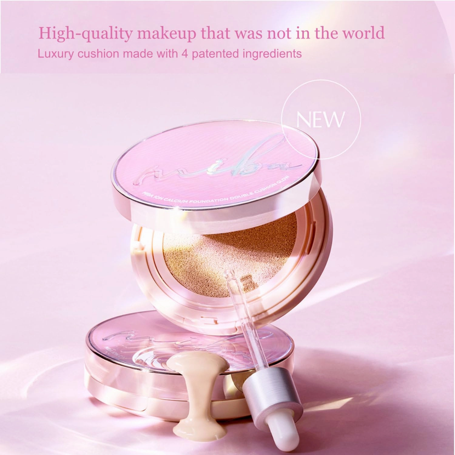 MIBA Ion Calcium Foundation Double Cushion Glow 25 g / 0.88 oz Big Cushion SEASON 3. Long Lasting Cover Effect. Moisture glow. Skin tightening relief. Smooth adhesion. (#21 Rosy Ivory Refill)