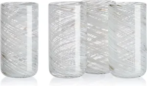 Mikasa Color Swirl White Gray Set of 4 Highball Tall Beverage Glasses, 18 ounces