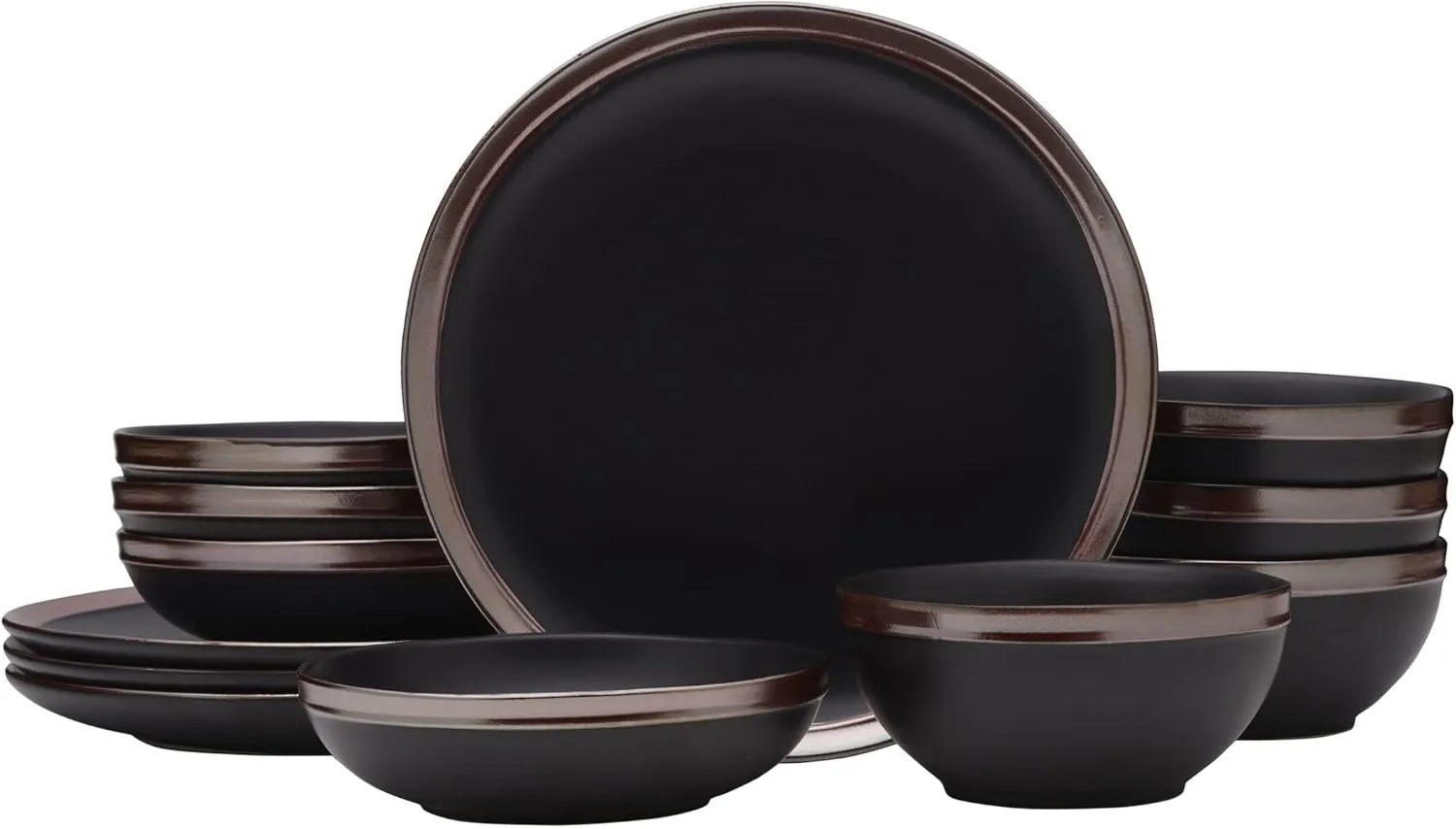 Mikasa Miller 12 Piece Dinnerware Set, Service for 4, Black