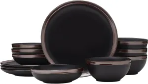 Mikasa Miller 12 Piece Dinnerware Set, Service for 4, Black
