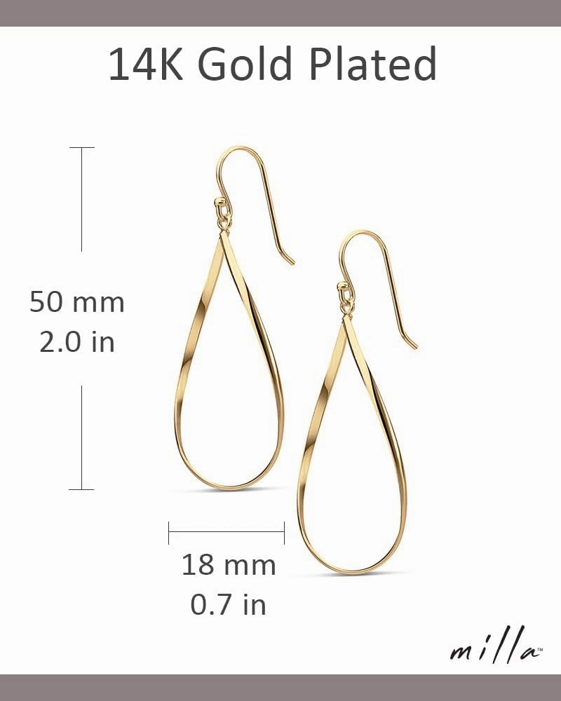 MILLA Teardrop Earrings - Designer Silver Statement Earrings or Gold Dangle Earrings for Women Trendy Upscale Dangly Earrings