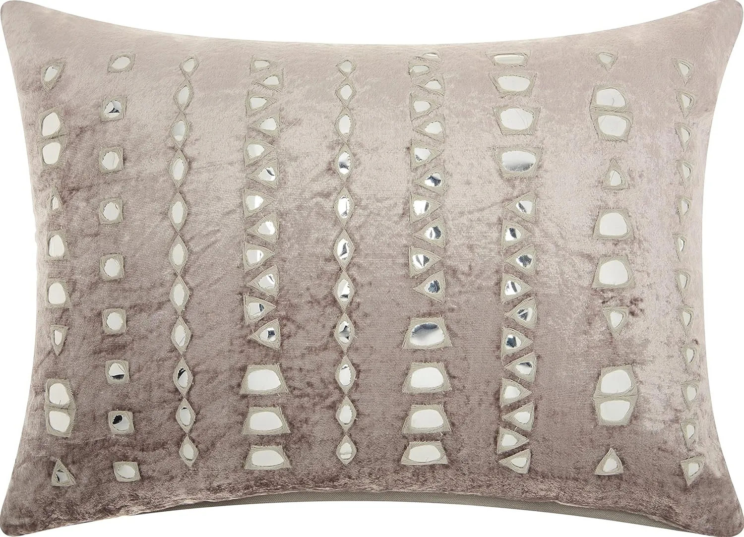 Mina Victory Sofia Velvet Mirror Stripe Silver Grey 14" x 20" Throw Pillow
