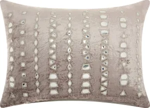 Mina Victory Sofia Velvet Mirror Stripe Silver Grey 14" x 20" Throw Pillow