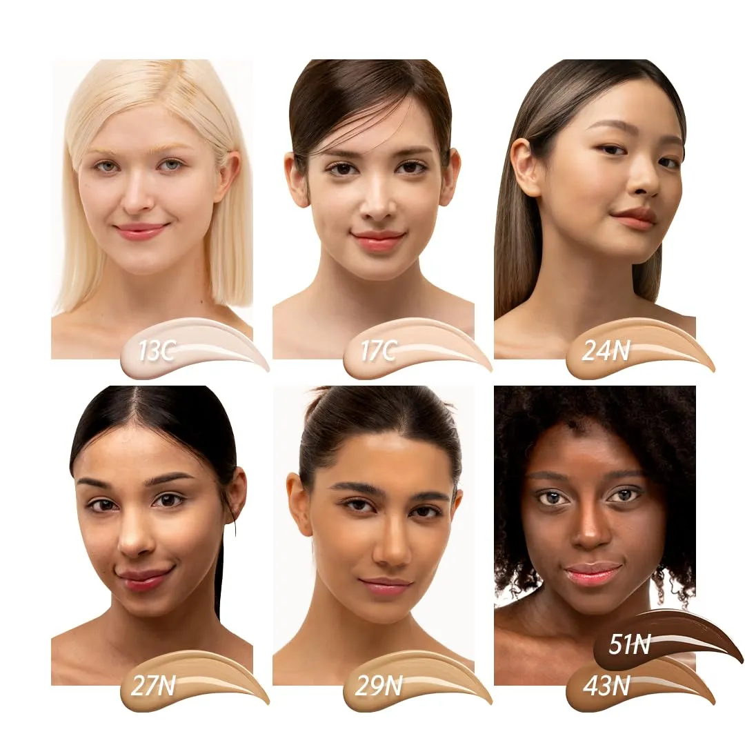 [*Mini Size*] TIRTIR Mask Fit Red Cushion Foundation | Full coverage, Weightless, Skin fit, Satin Glow Finish, Korean Makeup Cushion Foundation (#17C Porcelain, 0.15 Fl Oz)