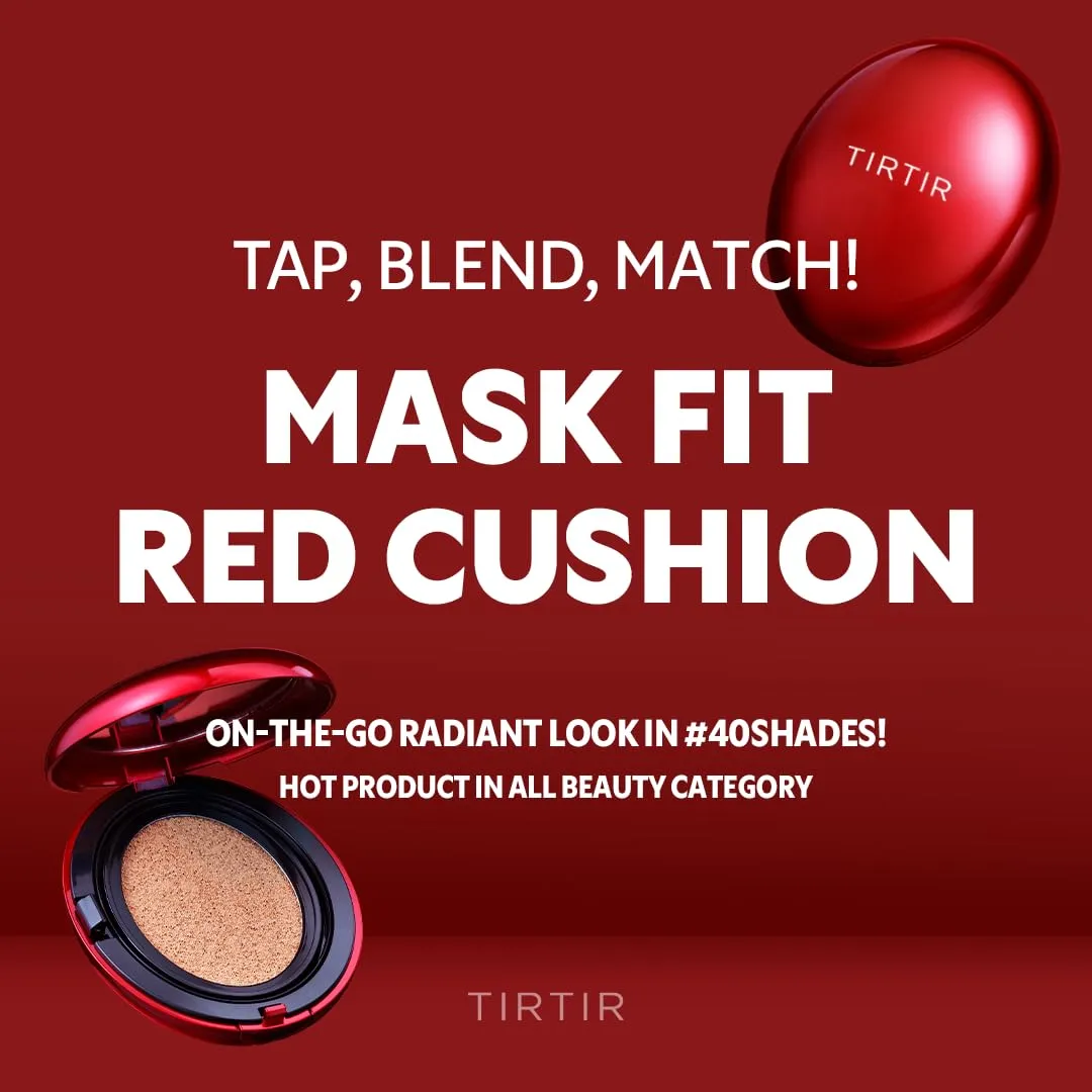 [*Mini Size*] TIRTIR Mask Fit Red Cushion Foundation | Full coverage, Weightless, Skin fit, Satin Glow Finish, Korean Makeup Cushion Foundation (#17C Porcelain, 0.15 Fl Oz)