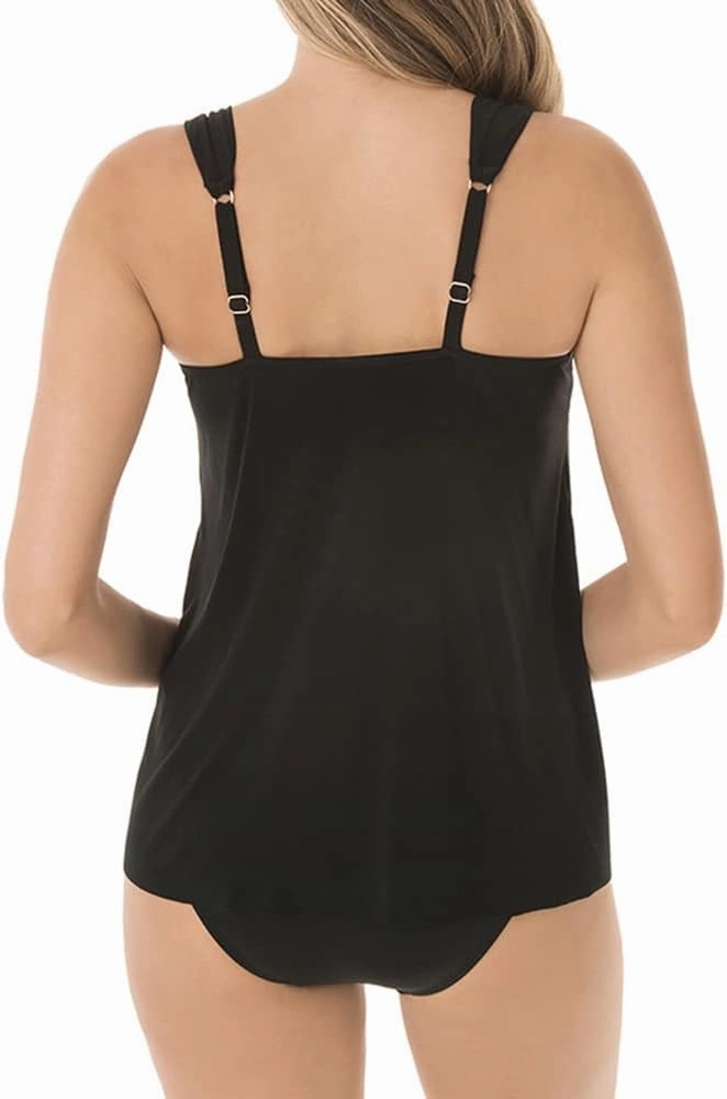Miraclesuit Women's Swimwear Dazzle Scoop Neck Underwire Bra Tankini Bathing Suit Top