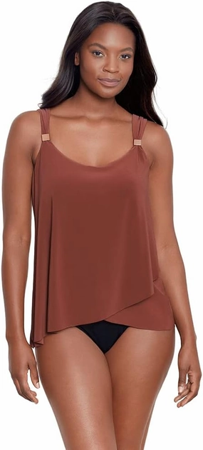 Miraclesuit Women's Swimwear Dazzle Scoop Neck Underwire Bra Tankini Bathing Suit Top