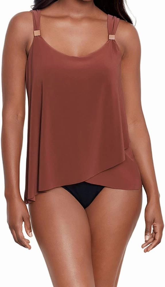Miraclesuit Women's Swimwear Dazzle Scoop Neck Underwire Bra Tankini Bathing Suit Top