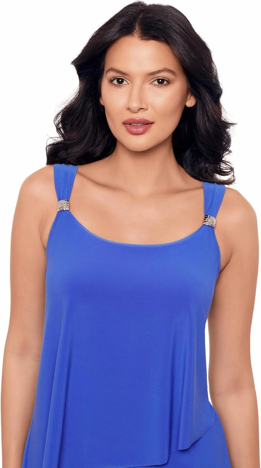 Miraclesuit Women's Swimwear Dazzle Scoop Neck Underwire Bra Tankini Bathing Suit Top
