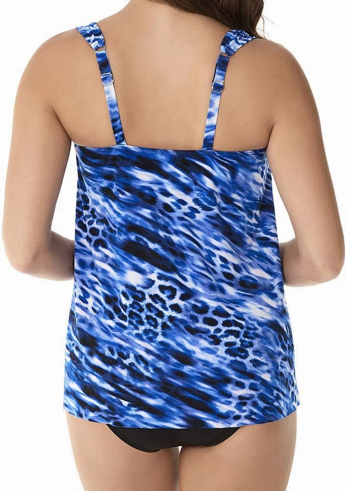 Miraclesuit Women's Swimwear Lynx Lazuli Dazzle Scoop Neck Underwire Bra Tankini Bathing Suit Top