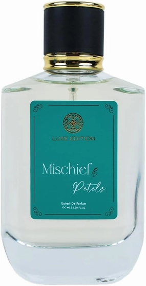 Mischief & Petals Luxe Edition Extrait De Parfum, 3.38 fl oz, Floral Fragrance with Pear Blossom, Red Berries, Gardenia, Jasmine, Brown Sugar, Patchouli Notes
