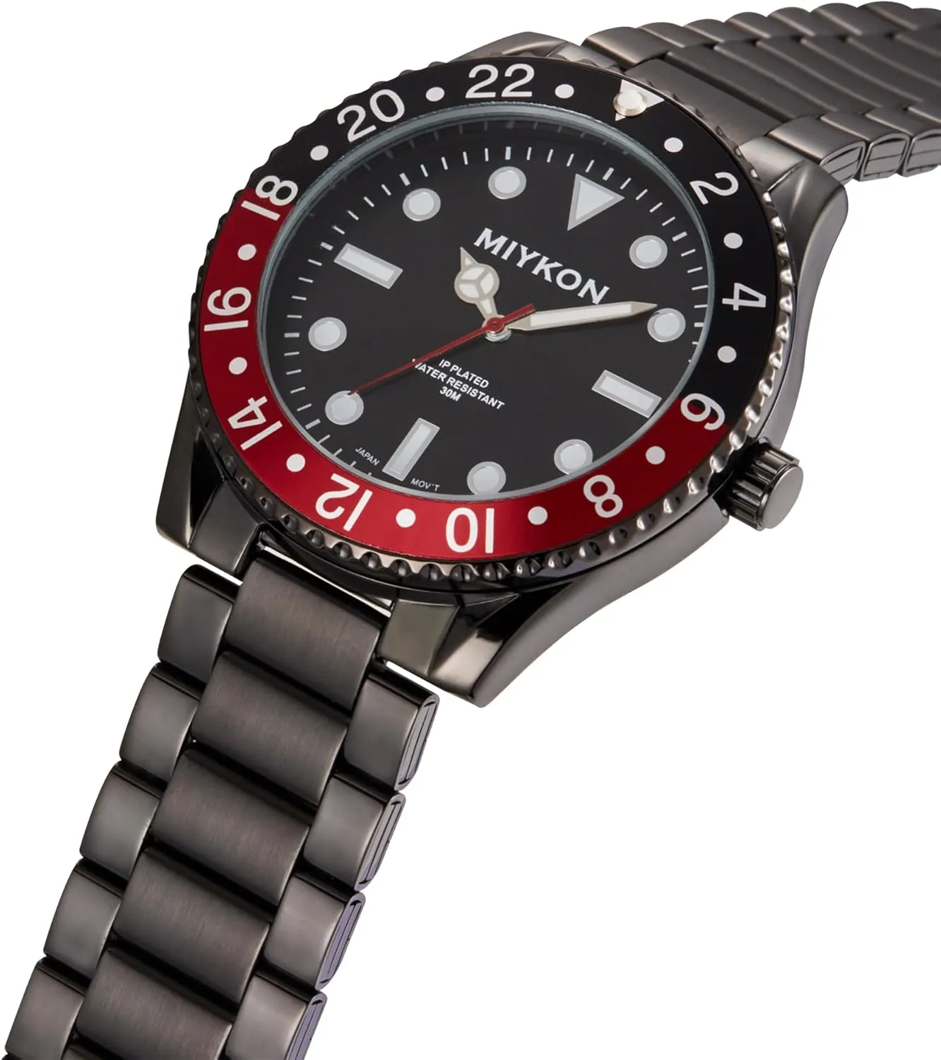 Miykon Dive Watches for Men | Casual Sports Analog Watch Men with Ion Polished Stainless Steel Bracelet | Luminous Hands, Scratch Resistant Glass, Japanese Quartz, 100ft Water Resistant