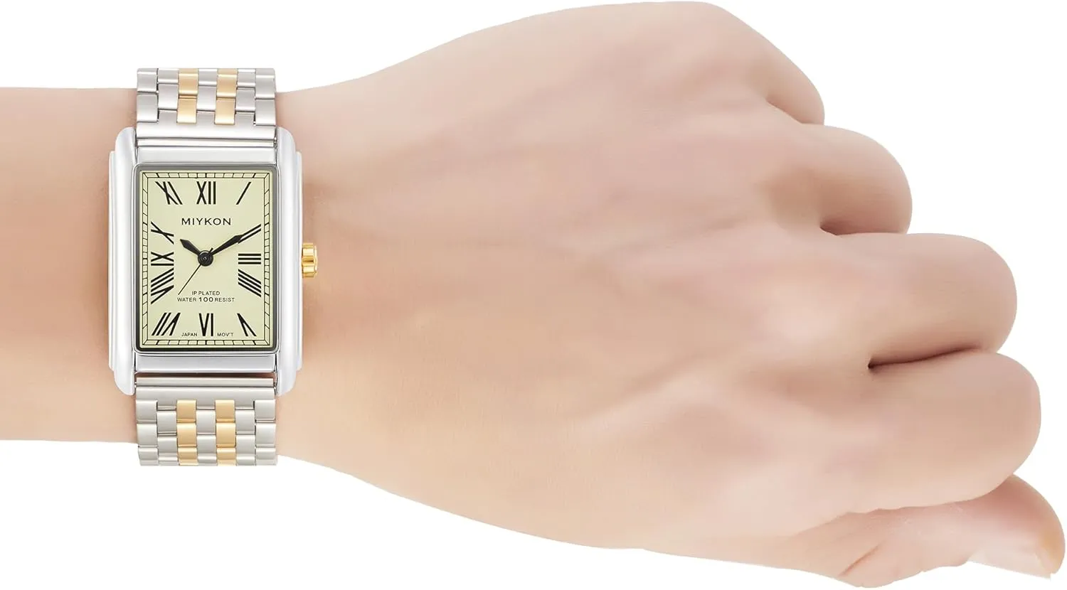Miykon Vintage Watches for Men | Tank Square Mens Dress Watch with Ion Polished Solid Stainless Steel Bracelet | Scratch Resistant Glass, Japanese Quartz, 100ft Water Resistant