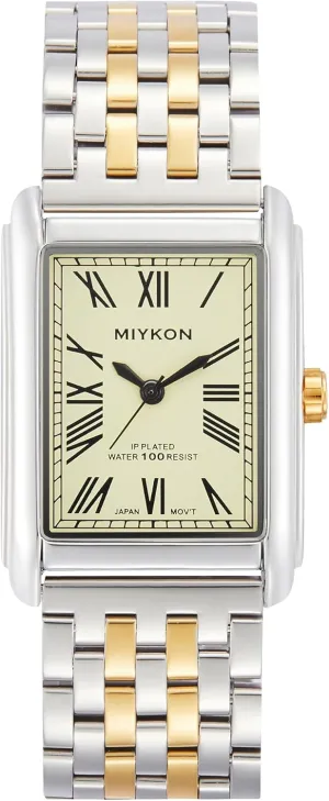Miykon Vintage Watches for Men | Tank Square Mens Dress Watch with Ion Polished Solid Stainless Steel Bracelet | Scratch Resistant Glass, Japanese Quartz, 100ft Water Resistant
