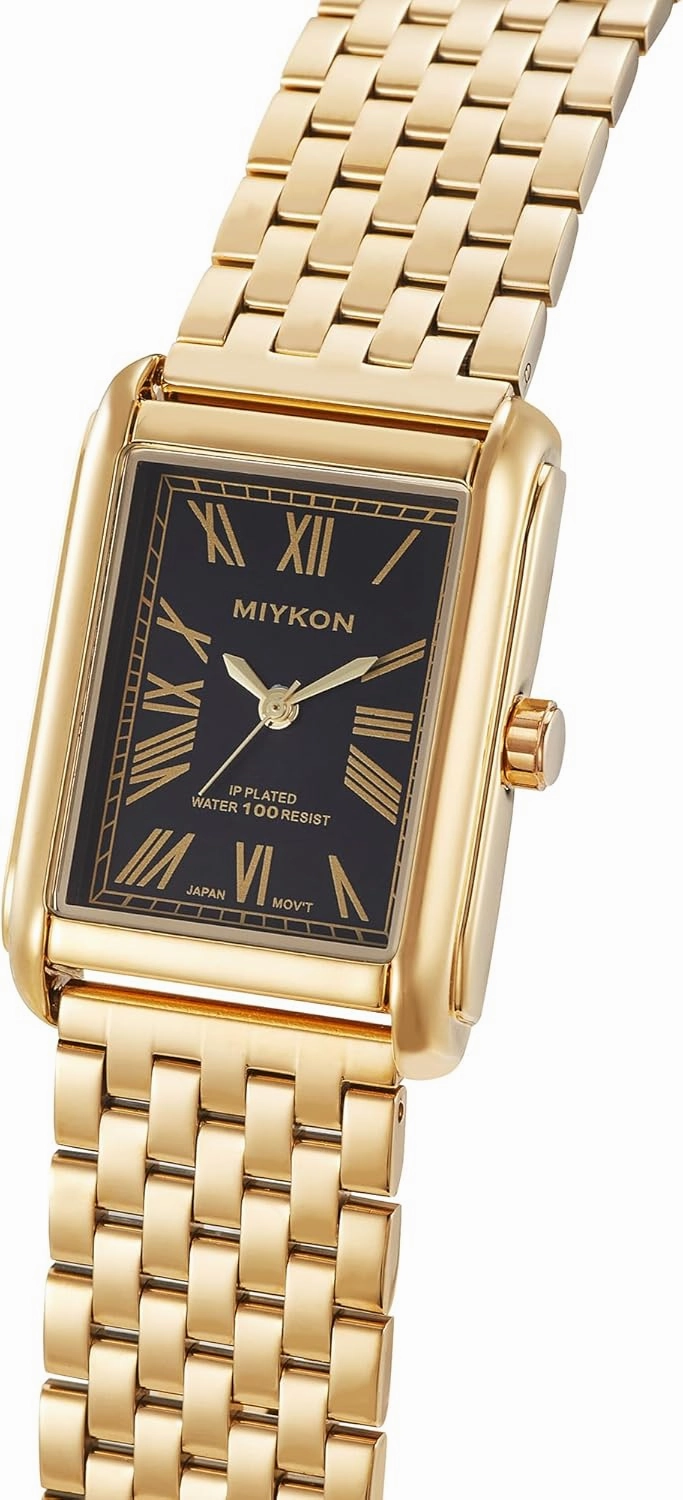 Miykon Vintage Watches for Men | Tank Square Mens Dress Watch with Ion Polished Solid Stainless Steel Bracelet | Scratch Resistant Glass, Japanese Quartz, 100ft Water Resistant