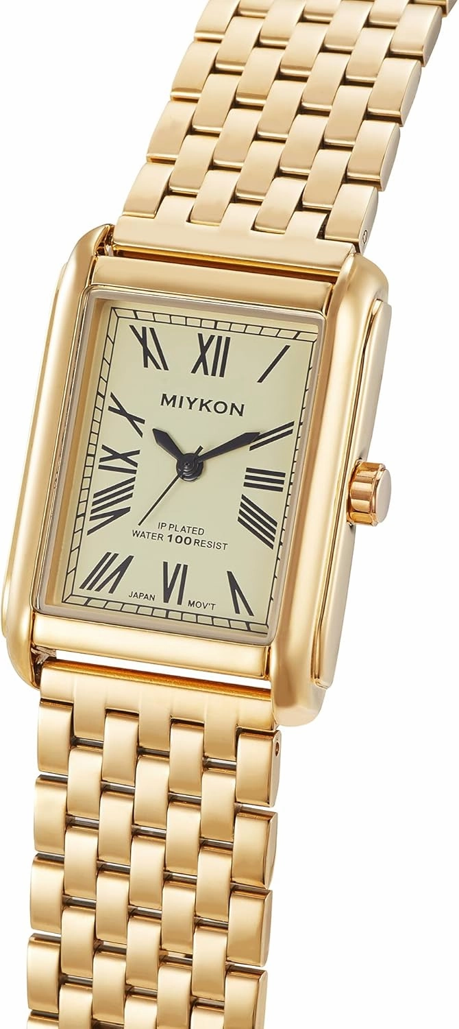 Miykon Vintage Watches for Men | Tank Square Mens Dress Watch with Ion Polished Solid Stainless Steel Bracelet | Scratch Resistant Glass, Japanese Quartz, 100ft Water Resistant
