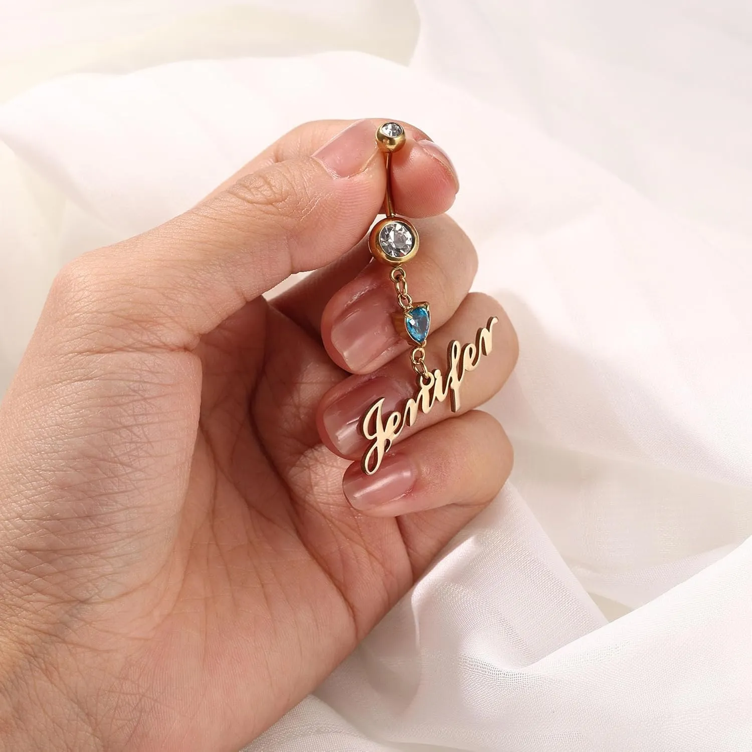 MMXX Custom Belly Ring for Women Personalized Name Initial Belly Button Ring with Heart Birthstone Nameplate Piercing Jewelry Elegant Gift for Birthday Gifts for Girlfriend, Wife