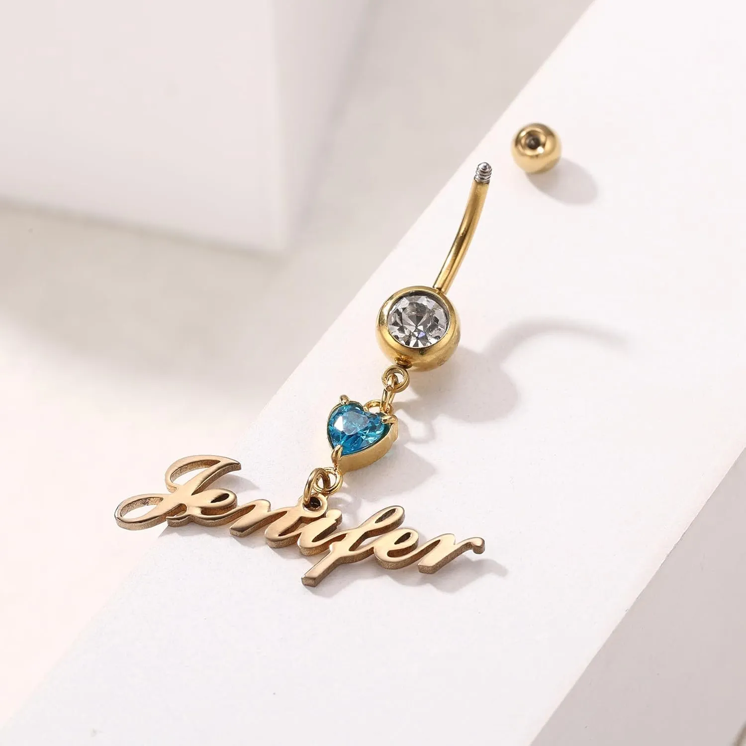 MMXX Custom Belly Ring for Women Personalized Name Initial Belly Button Ring with Heart Birthstone Nameplate Piercing Jewelry Elegant Gift for Birthday Gifts for Girlfriend, Wife