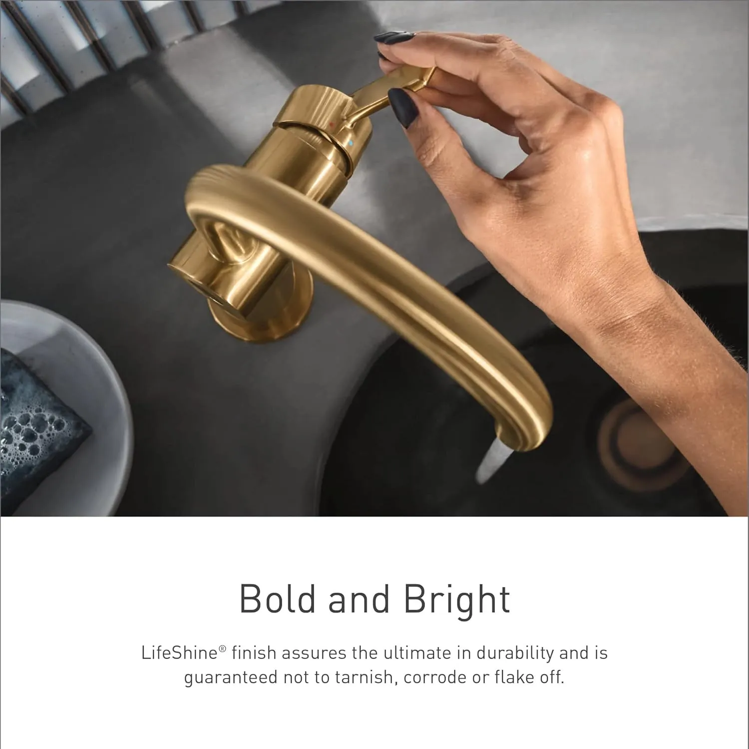 Moen 6190BG Align One Handle Modern Bathroom Faucet with Drain Assembly and Optional Deckplate, Brushed Gold