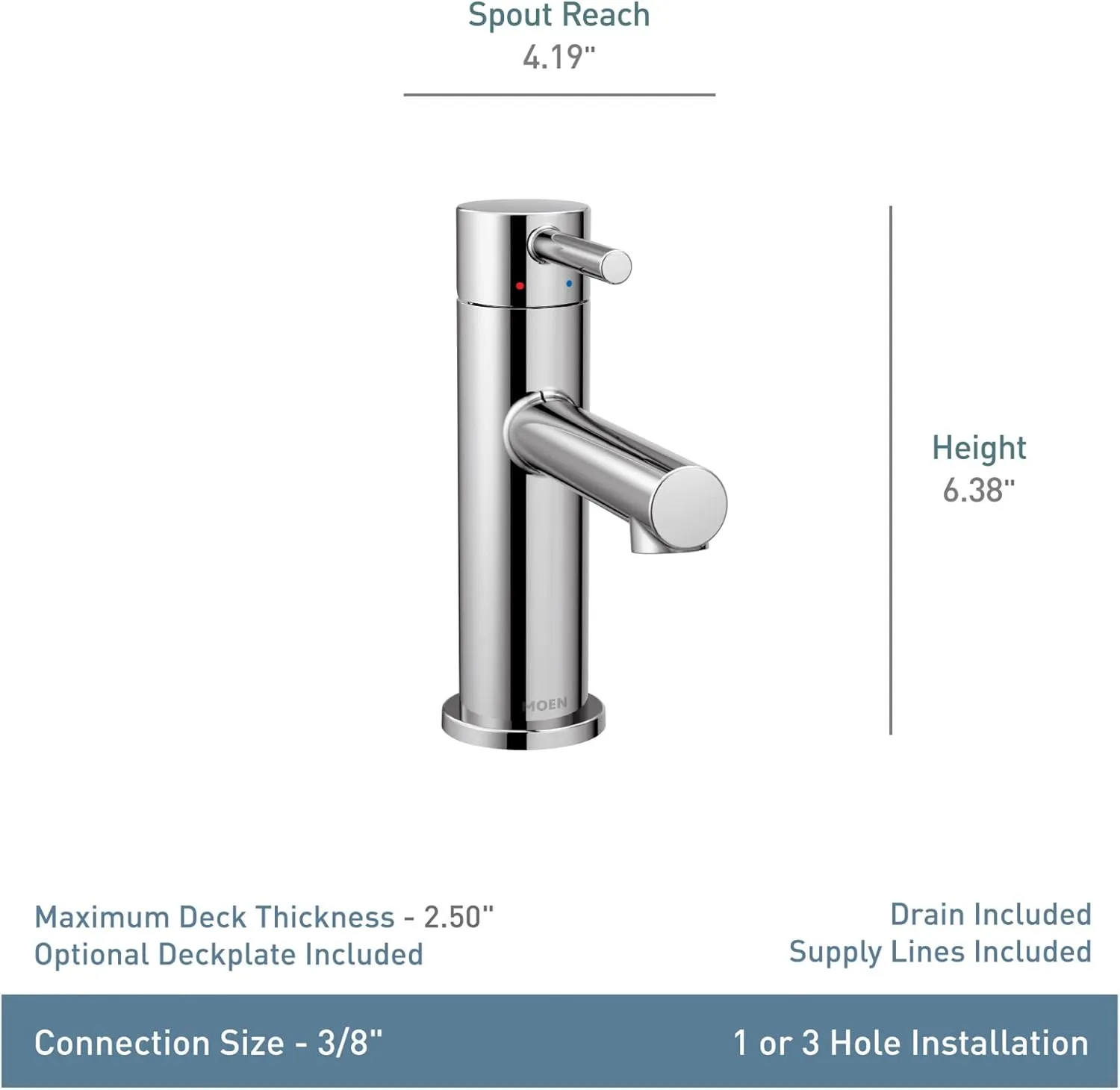 Moen 6190BG Align One Handle Modern Bathroom Faucet with Drain Assembly and Optional Deckplate, Brushed Gold