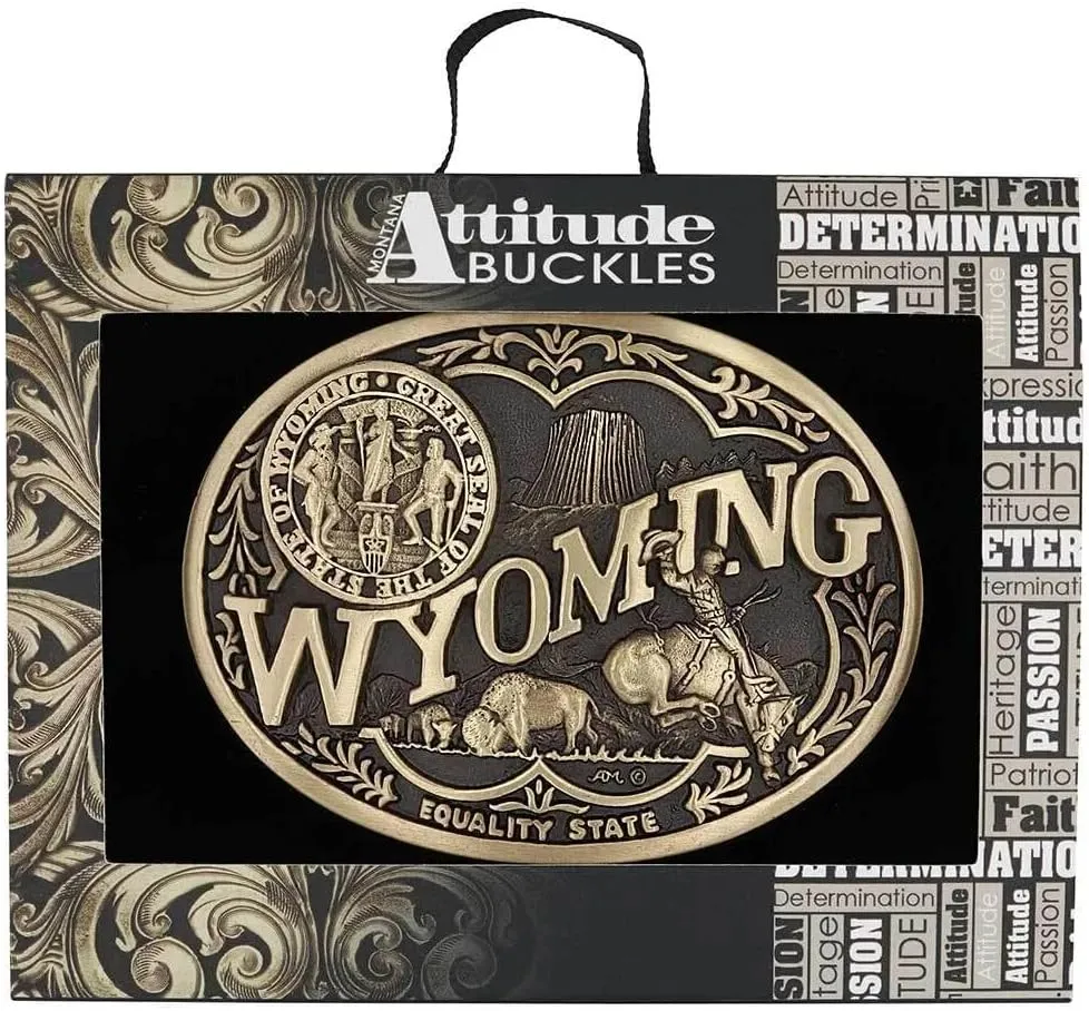 Montana Silversmiths Attitude State Heritage Oval Antiqued Patina Western Belt Buckle