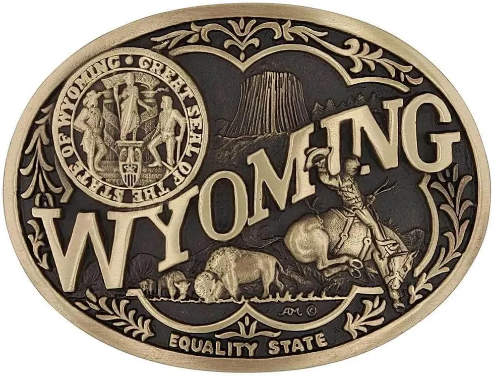 Montana Silversmiths Attitude State Heritage Oval Antiqued Patina Western Belt Buckle