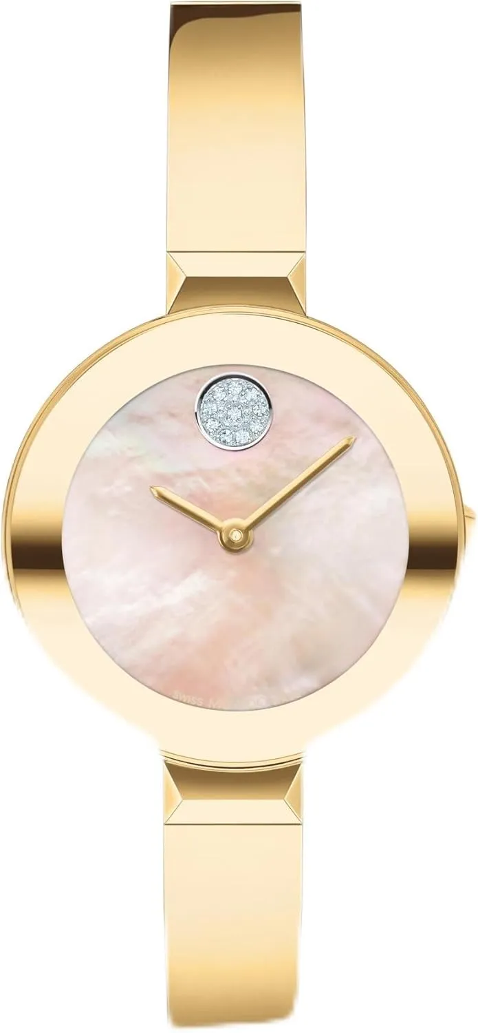 Movado Bold Bangles Women's Watch - Swiss Quartz Movement, Stainless Steel Bangle, Adjustable - 3 ATM Water Resistance - Luxury Fashion Timepiece for Her - 28mm