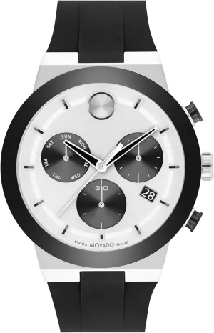 Movado Bold Fusion Men's Watch - Swiss Quartz Chronograph Movement, Silicone Strap - 5 ATM Water Resistance - Luxury Fashion Timepiece for Him - 44.50mm