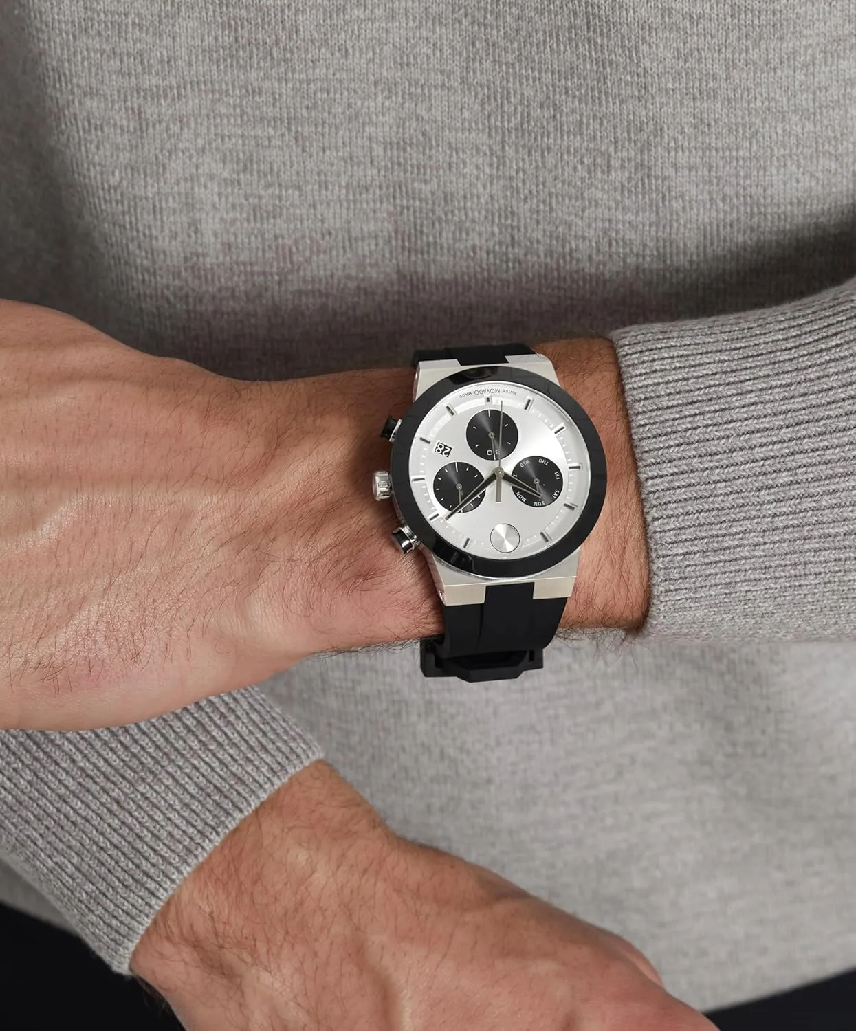 Movado Bold Fusion Men's Watch - Swiss Quartz Chronograph Movement, Silicone Strap - 5 ATM Water Resistance - Luxury Fashion Timepiece for Him - 44.50mm