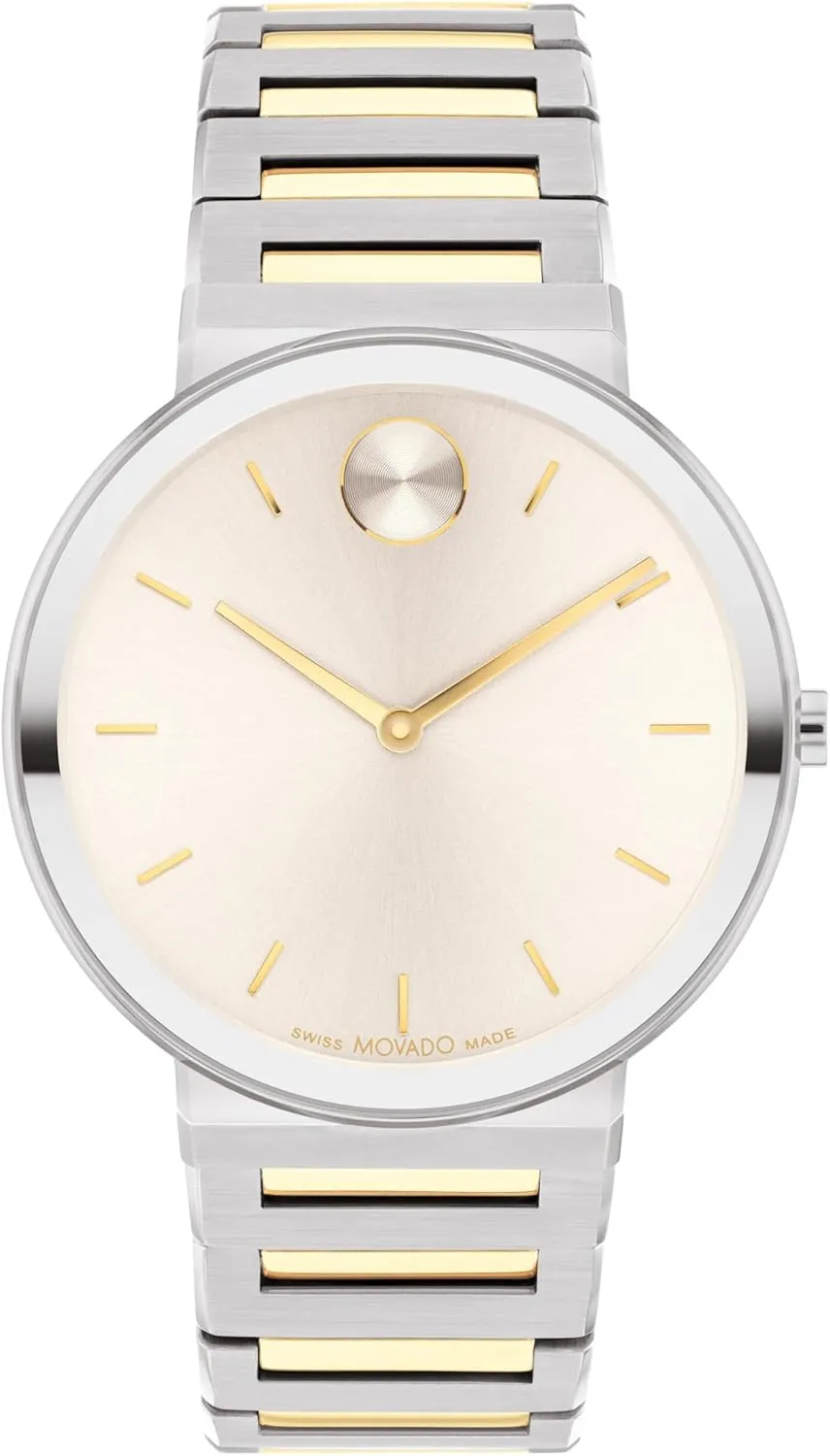 Movado Bold Horizon Men's Quartz Watch, Swiss Movement, Stainless Steel Bracelet, Water-Resistant up to 3ATM, Classic Timepiece - Gift for Him - 40mm