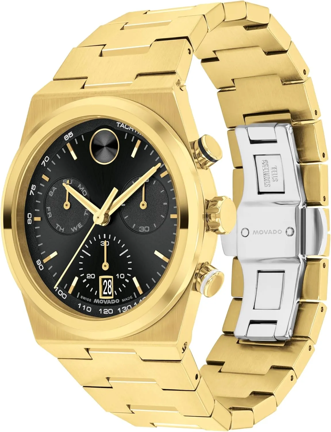 Movado Bold Quest Men's Luxury Chronograph Watch - Swiss Quartz Movement, Stainless Steel Bracelet, Water Resistance 50 Meters (5ATM) - Classic Timepiece - Gift for Him - 42mm
