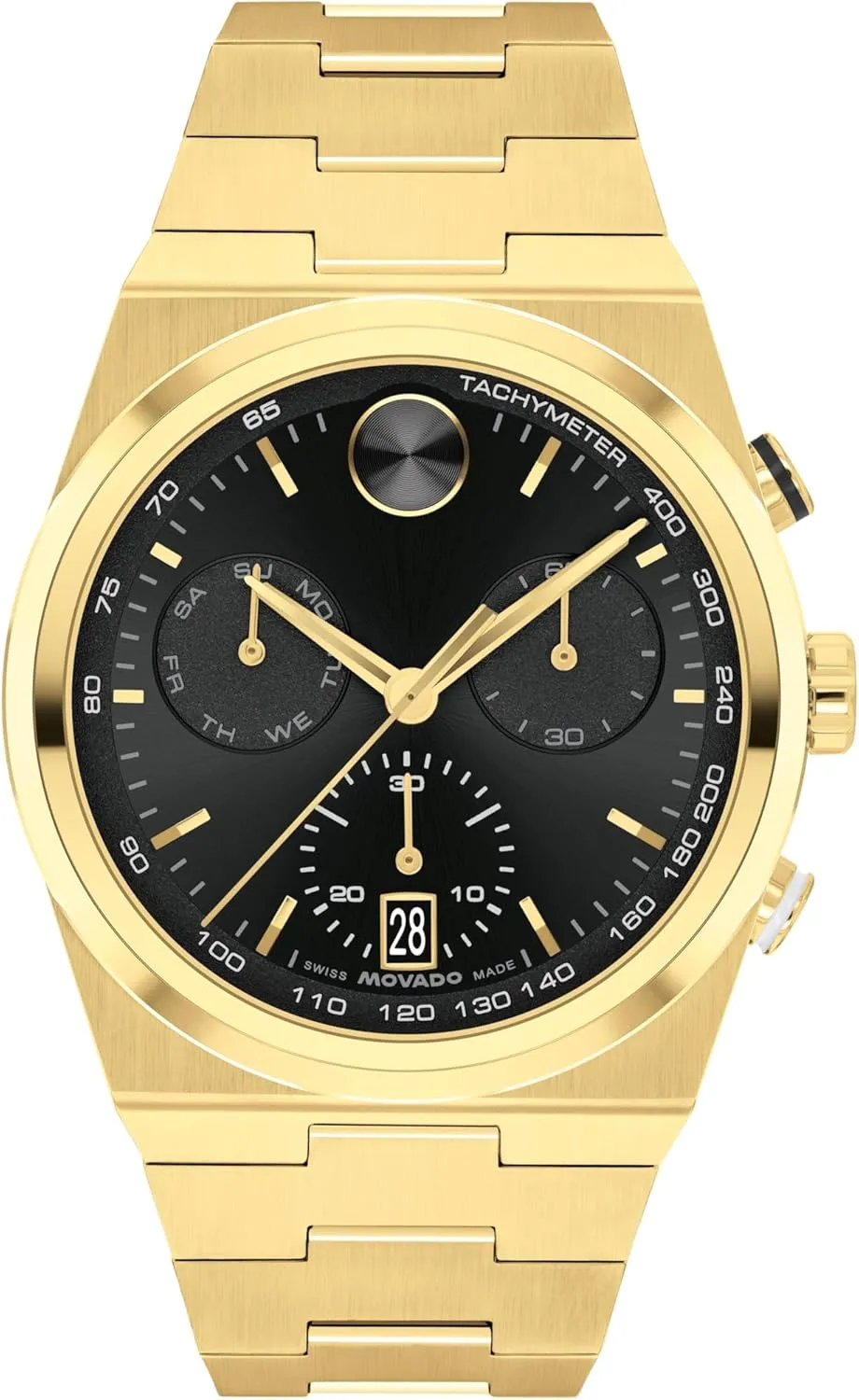 Movado Bold Quest Men's Luxury Chronograph Watch - Swiss Quartz Movement, Stainless Steel Bracelet, Water Resistance 50 Meters (5ATM) - Classic Timepiece - Gift for Him - 42mm