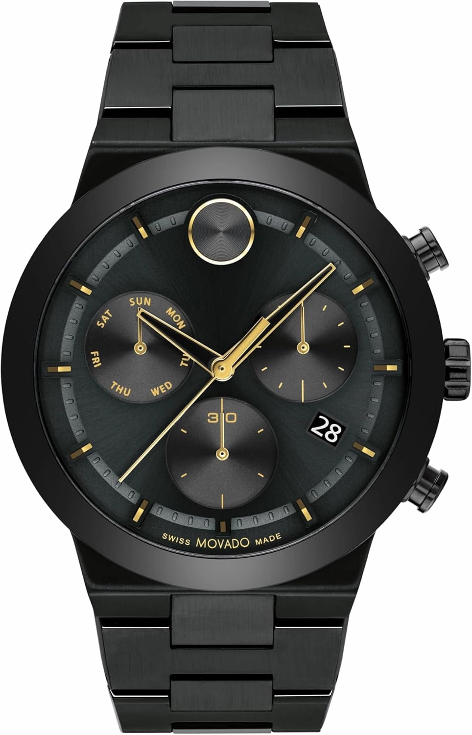 Movado Bold Fusion Men's Watch - Swiss Quartz Chronograph Movement, Stainless Steel Link Bracelet - 5 ATM Water Resistance - Luxury Fashion Timepiece for Him - 44mm
