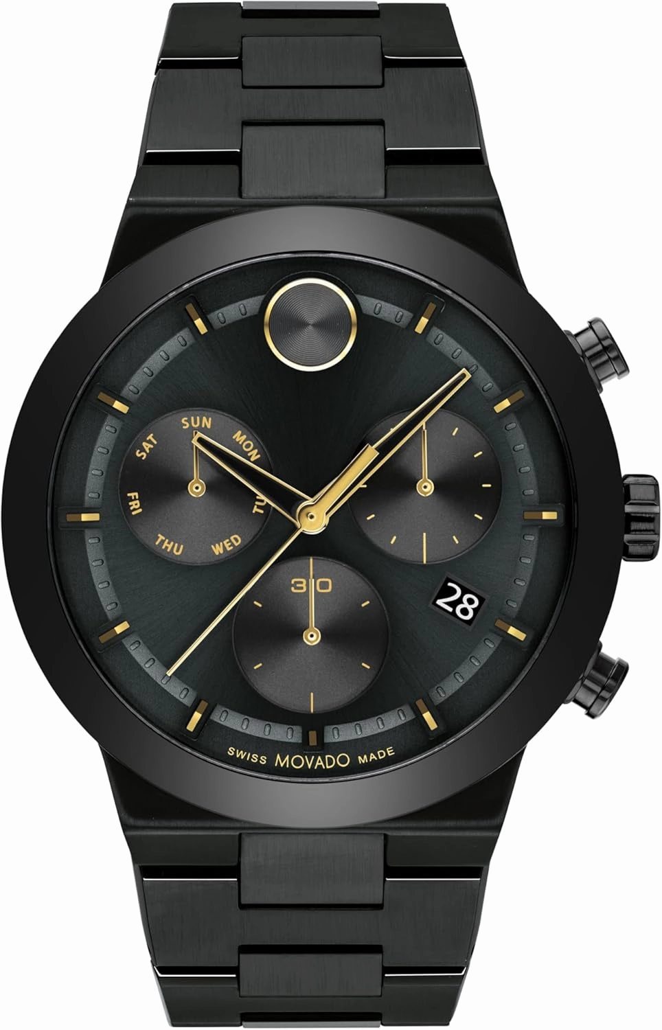 Movado Bold Fusion Men's Watch - Swiss Quartz Chronograph Movement, Stainless Steel Link Bracelet - 5 ATM Water Resistance - Luxury Fashion Timepiece for Him - 44mm
