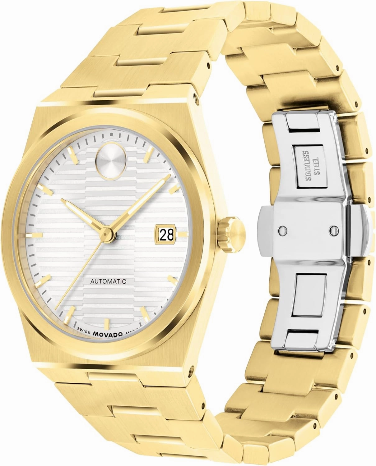 Movado Bold Quest Men's Luxury Automatic Watch - Swiss Self-Winding Movement, Stainless Steel Bracelet, Water Resistance 50 Meters (5ATM) - Classic Timepiece - Gift for Him - 39mm