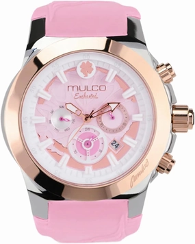 MULCO Watches for Women - Enchanted Maple - Silver Stainless Steel Case with Wrist Silicone Band, Large Face with Mother of Pearl and Rose Gold, Quartz Analog Movement, Waterproof - Inspired by Magic