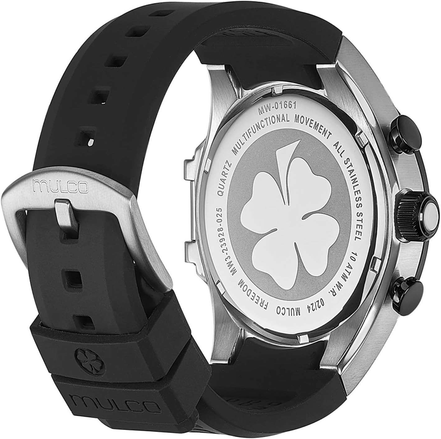 MULCO Watches for Women and Men Pride, Stainless Steel Case with Wrist Silicone Band, Quartz Multifunctional Movement, Analog Display, Crystal Diamonds and Gold Accents, 100m Water Resistant